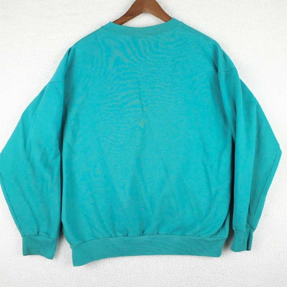 Vintage Ironman Sweater Womens Medium Green Oversized Crew Fleece 90s - Picture 5 of 10